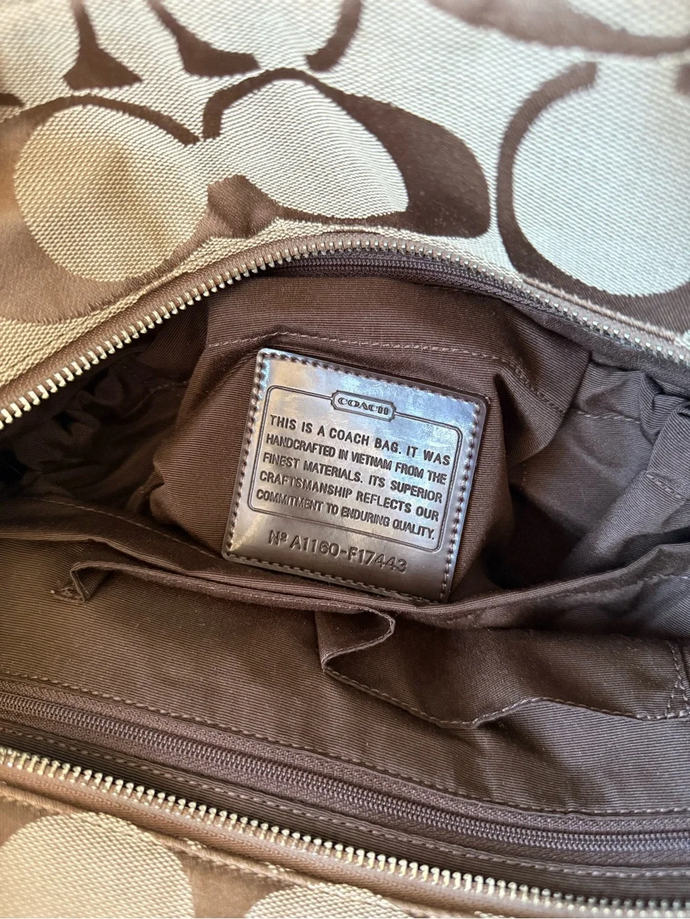Coach Brown Signature Canvas Duffel Bag Diaper Baby Bag